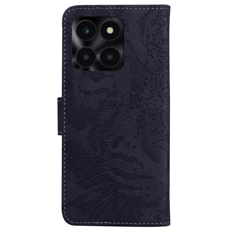 For Honor X6a 4G Case Wallet Phone Cover with Imprinted Tiger Pattern