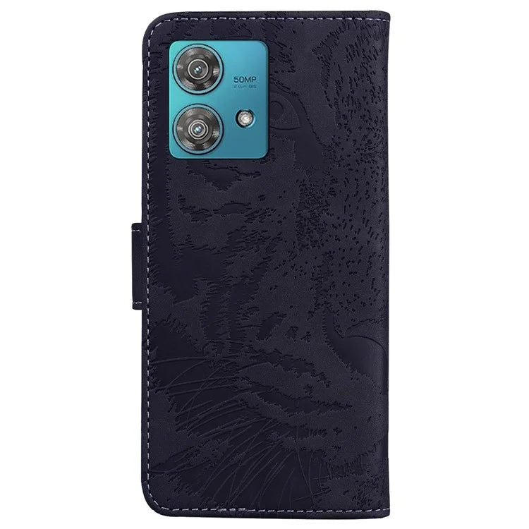 For Motorola Edge 40 Neo 5G Case PU Leather Tiger Imprinted Phone Cover