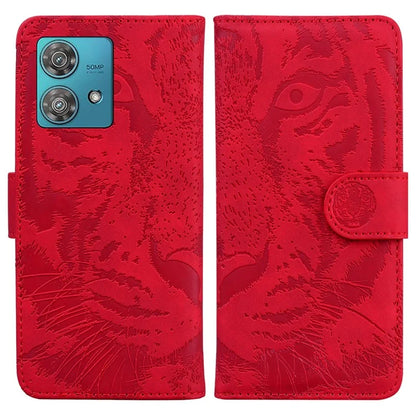 For Motorola Edge 40 Neo 5G Case PU Leather Tiger Imprinted Phone Cover