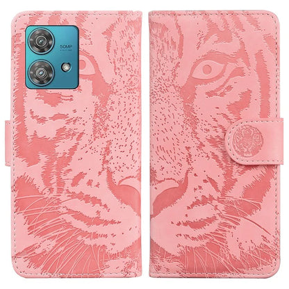 For Motorola Edge 40 Neo 5G Case PU Leather Tiger Imprinted Phone Cover