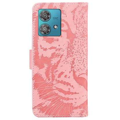 For Motorola Edge 40 Neo 5G Case PU Leather Tiger Imprinted Phone Cover