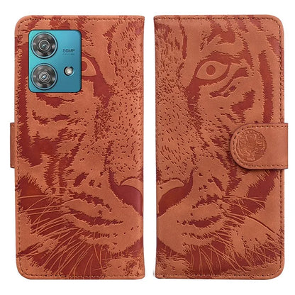 For Motorola Edge 40 Neo 5G Case PU Leather Tiger Imprinted Phone Cover