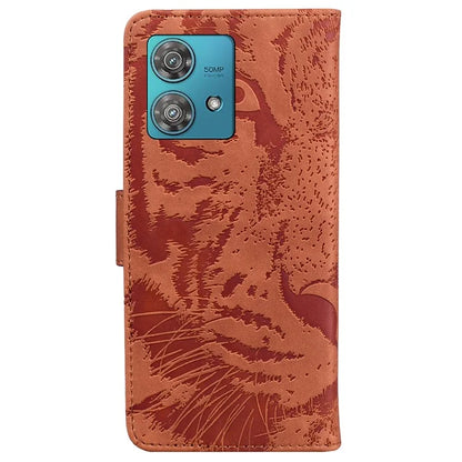 For Motorola Edge 40 Neo 5G Case PU Leather Tiger Imprinted Phone Cover