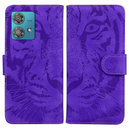 For Motorola Edge 40 Neo 5G Case PU Leather Tiger Imprinted Phone Cover