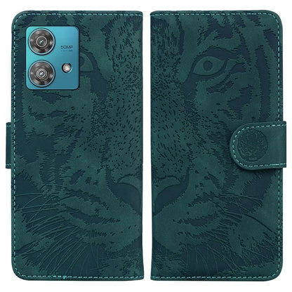 For Motorola Edge 40 Neo 5G Case PU Leather Tiger Imprinted Phone Cover
