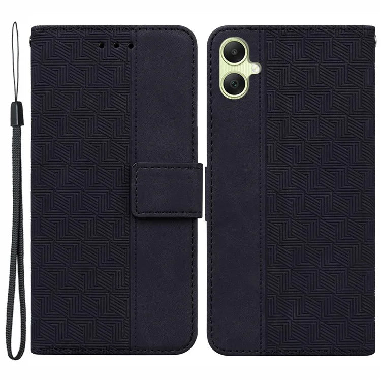 For Samsung Galaxy A05 4G Case Geometry Imprinted Leather Wallet Phone Cover