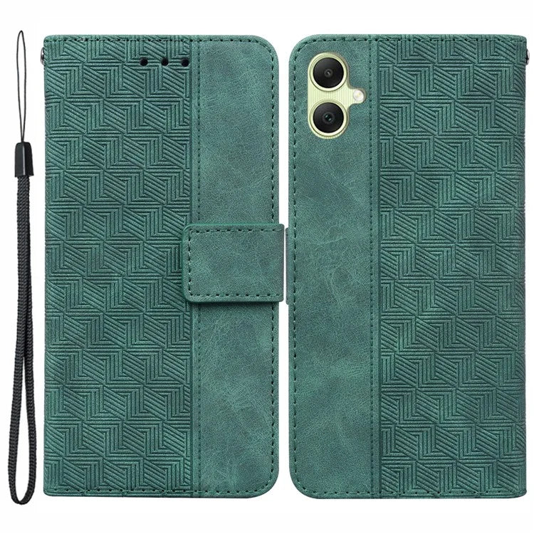 For Samsung Galaxy A05 4G Case Geometry Imprinted Leather Wallet Phone Cover