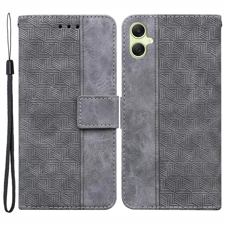 For Samsung Galaxy A05 4G Case Geometry Imprinted Leather Wallet Phone Cover