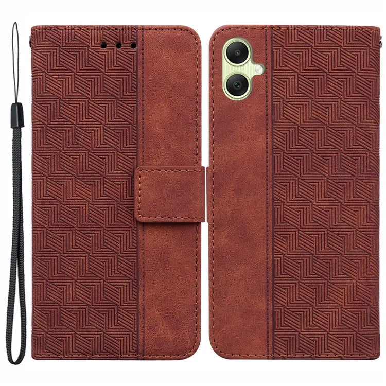 For Samsung Galaxy A05 4G Case Geometry Imprinted Leather Wallet Phone Cover