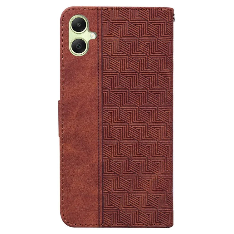 For Samsung Galaxy A05 4G Case Geometry Imprinted Leather Wallet Phone Cover