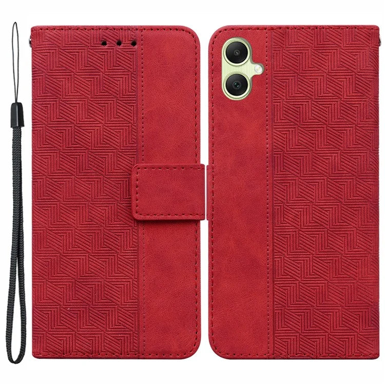 For Samsung Galaxy A05 4G Case Geometry Imprinted Leather Wallet Phone Cover