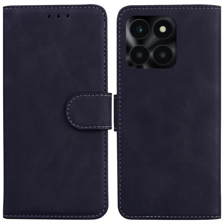 For Honor X6a 4G Case Wallet Phone Cover Solid Color Shockproof PU Leather Shell