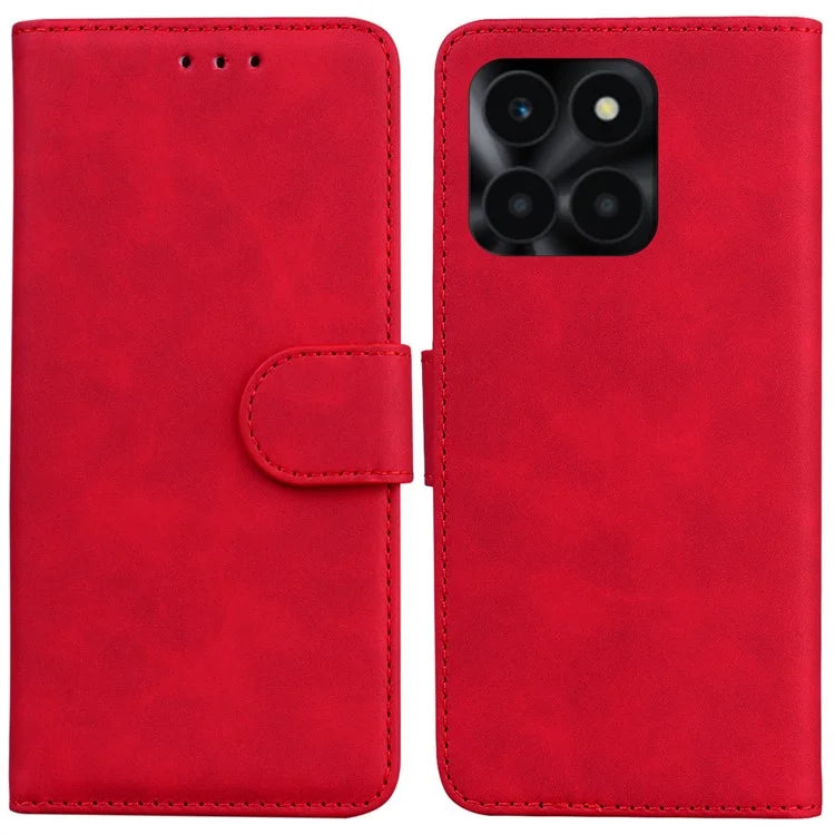 For Honor X6a 4G Case Wallet Phone Cover Solid Color Shockproof PU Leather Shell