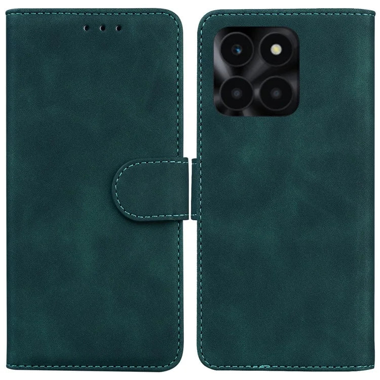 For Honor X6a 4G Case Wallet Phone Cover Solid Color Shockproof PU Leather Shell