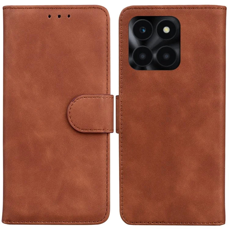 For Honor X6a 4G Case Wallet Phone Cover Solid Color Shockproof PU Leather Shell