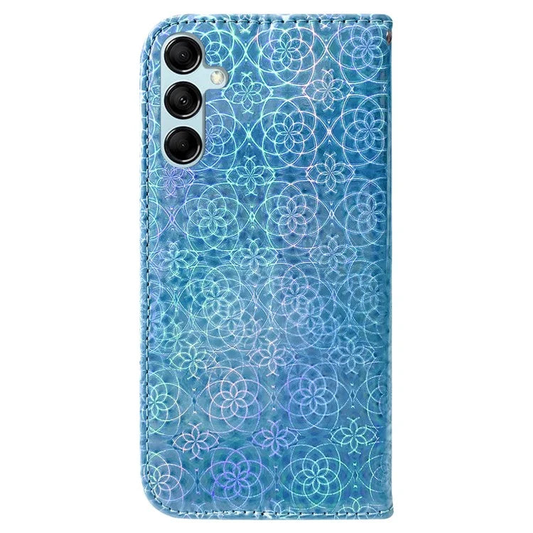 For Samsung Galaxy A15 4G Case PU Leather Dazzling Flower Pattern Phone Cover