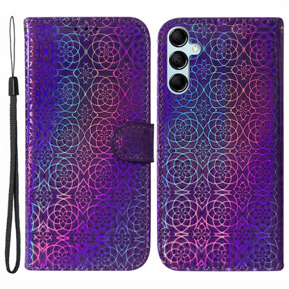 For Samsung Galaxy A15 4G Case PU Leather Dazzling Flower Pattern Phone Cover