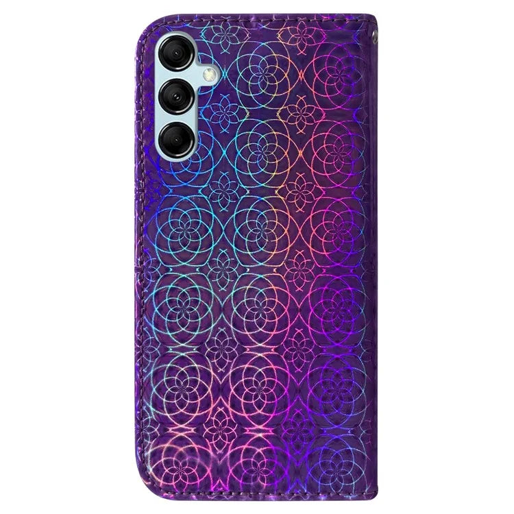 For Samsung Galaxy A15 4G Case PU Leather Dazzling Flower Pattern Phone Cover