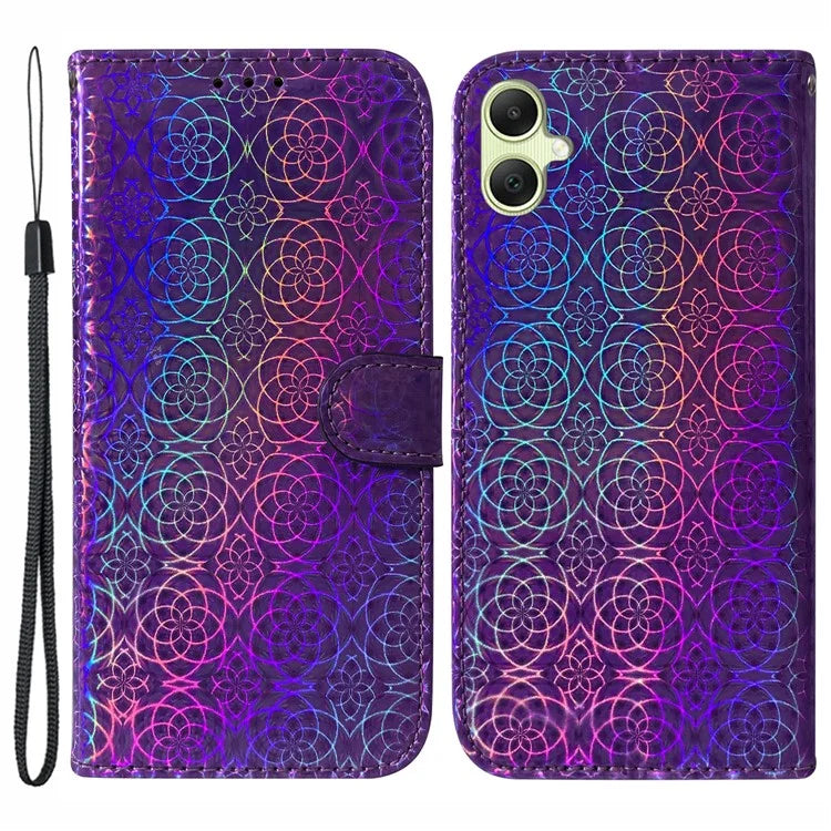 For Samsung Galaxy A05 4G Case Shockproof Dazzling Flower Pattern PU Leather Phone Cover
