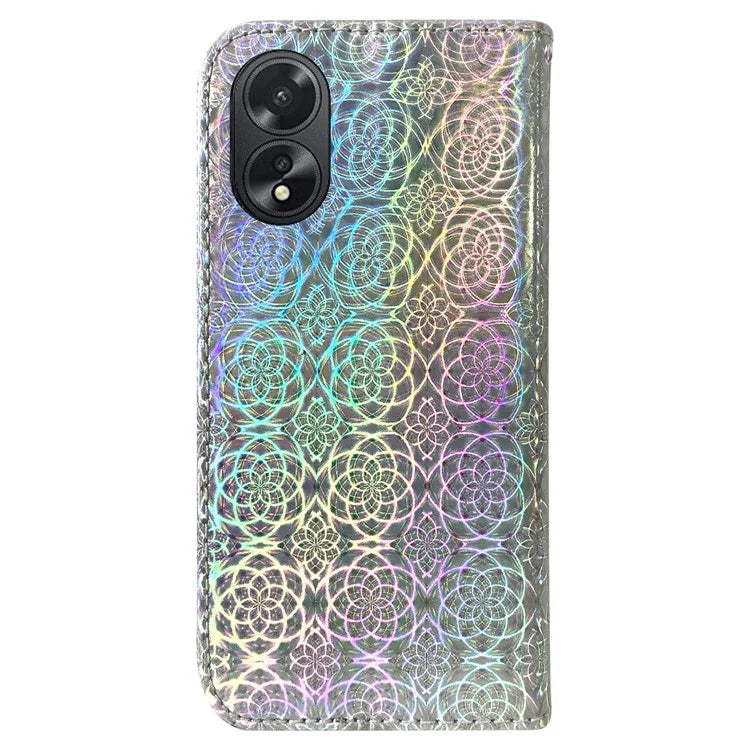 For Oppo A18 4G / A38 4G Case Slim-Fit Shell Dazzling Flower Pattern PU Leather Phone Cover Wallet