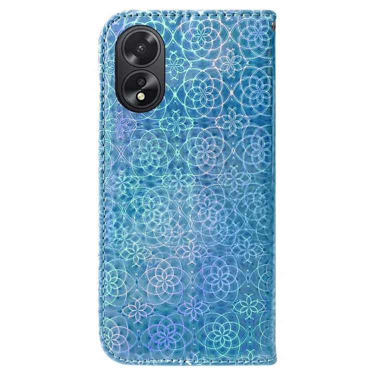 For Oppo A18 4G / A38 4G Case Slim-Fit Shell Dazzling Flower Pattern PU Leather Phone Cover Wallet