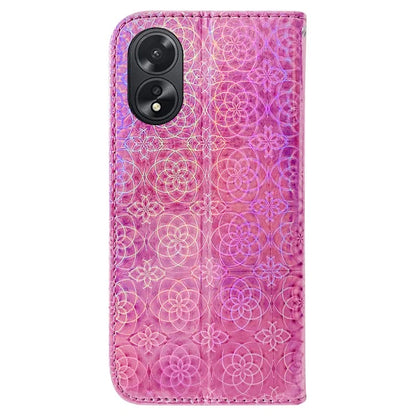 For Oppo A18 4G / A38 4G Case Slim-Fit Shell Dazzling Flower Pattern PU Leather Phone Cover Wallet