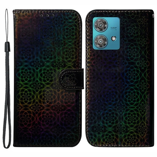 For Motorola Edge 40 Neo 5G Leather Phone Case Shockproof Dazzling Flower Pattern Phone Cover