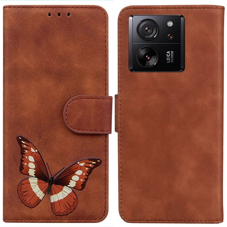 For Xiaomi Redmi K60 Ultra / 13T / 13T Pro Case PU Leather Butterfly Printing Stand Phone Cover