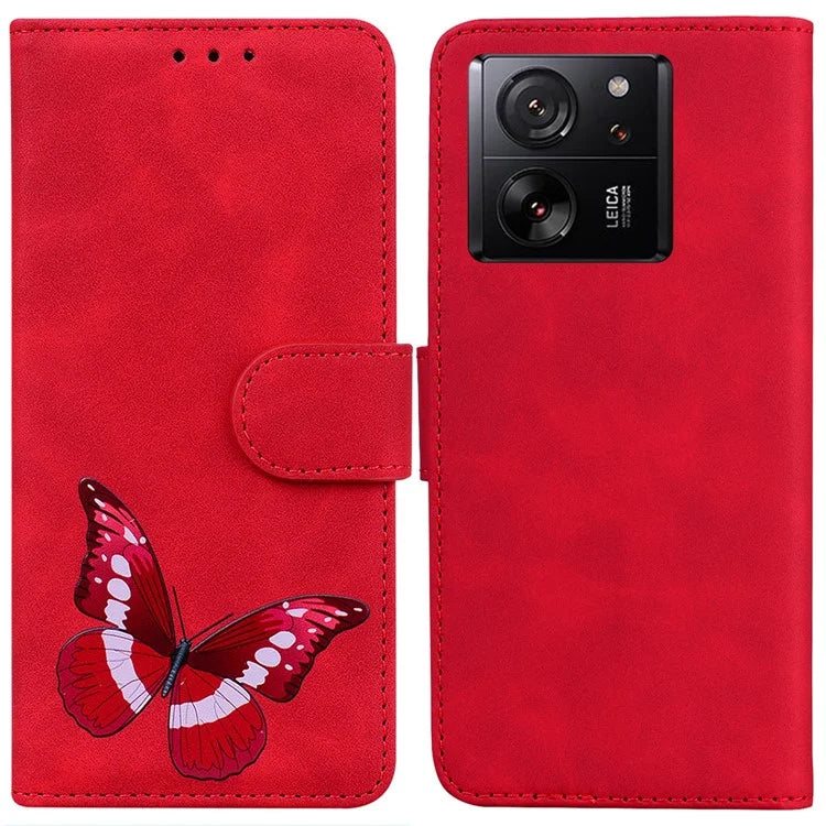 For Xiaomi Redmi K60 Ultra / 13T / 13T Pro Case PU Leather Butterfly Printing Stand Phone Cover