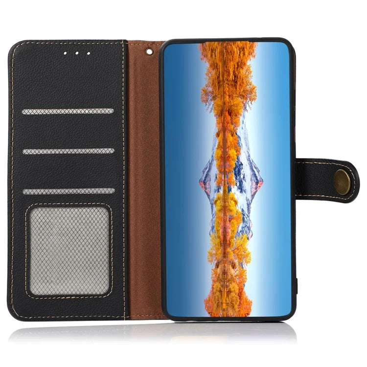 KHAZNEH For Samsung Galaxy S24+ Case Genuine Cow Leather Cell Phone Wallet Cover