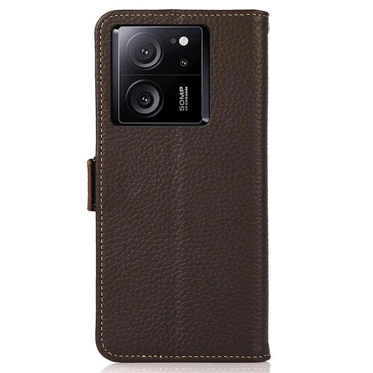 KHAZNEH For Xiaomi 13T Pro / 13T / Redmi K60 Ultra Case Genuine Cow Leather Cell Phone Cover Wallet with RFID Blocking