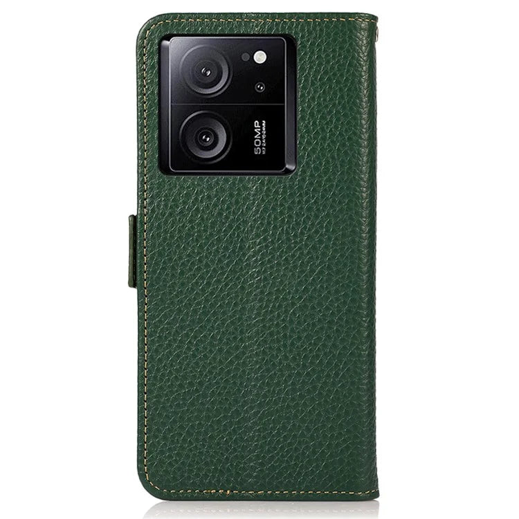 KHAZNEH For Xiaomi 13T Pro / 13T / Redmi K60 Ultra Case Genuine Cow Leather Cell Phone Cover Wallet with RFID Blocking
