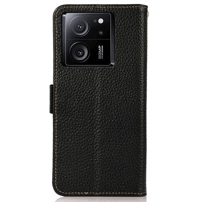 KHAZNEH For Xiaomi 13T Pro / 13T / Redmi K60 Ultra Case Genuine Cow Leather Cell Phone Cover Wallet with RFID Blocking