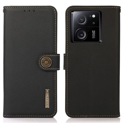 KHAZNEH For Xiaomi Redmi K60 Ultra / 13T / 13T Pro Case RFID Blocking Genuine Cow Leather Phone Cover