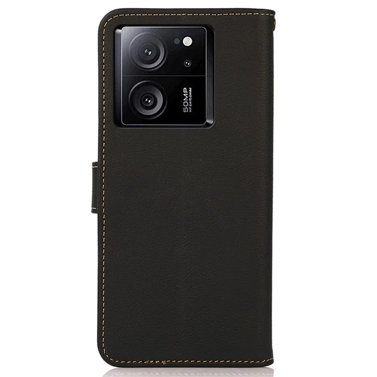 KHAZNEH For Xiaomi Redmi K60 Ultra / 13T / 13T Pro Case RFID Blocking Genuine Cow Leather Phone Cover
