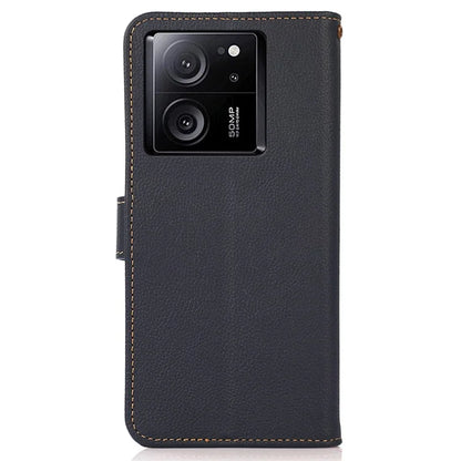 KHAZNEH For Xiaomi Redmi K60 Ultra / 13T / 13T Pro Case RFID Blocking Genuine Cow Leather Phone Cover