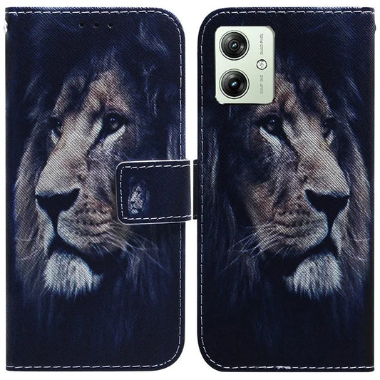 For Motorola Moto G54 5G Case Pattern Printing PU Leather Stand Anti-fall Phone Cover