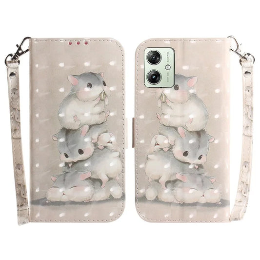 For Motorola Moto G54 5G Case Pattern Printing PU Leather Magnetic Wallet Phone Cover