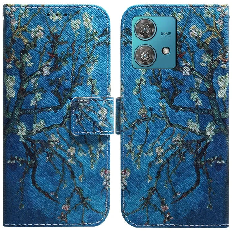 For Motorola Edge 40 Neo 5G Case Pattern Printing Folio PU Leather Phone Cover