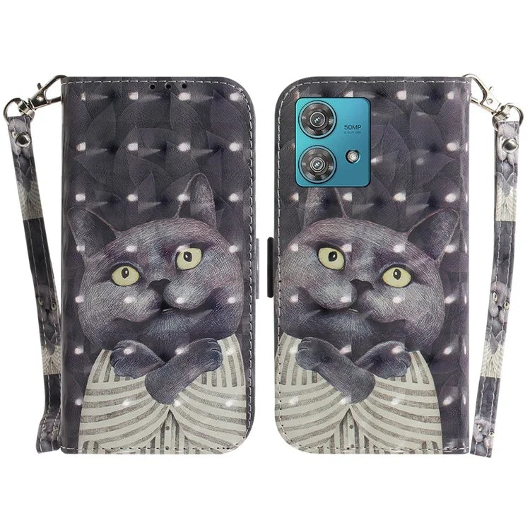 For Motorola Edge 40 Neo 5G Case PU Leather Wallet Pattern Printing Phone Cover