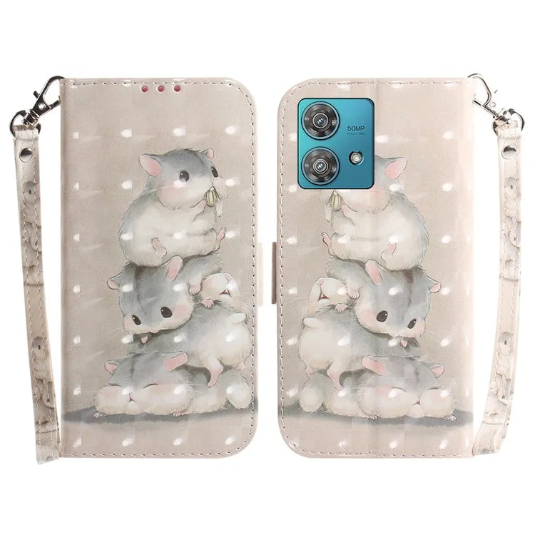 For Motorola Edge 40 Neo 5G Case PU Leather Wallet Pattern Printing Phone Cover