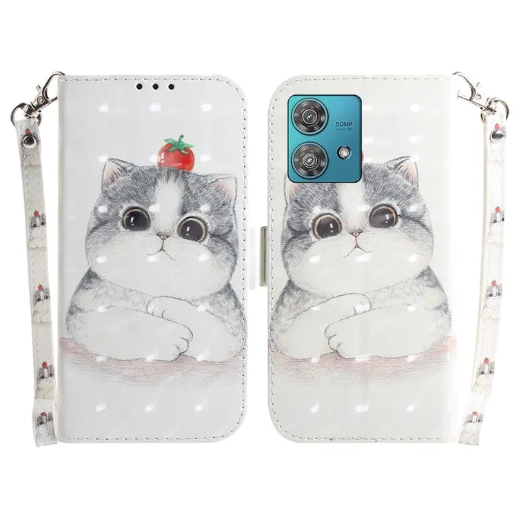 For Motorola Edge 40 Neo 5G Case PU Leather Wallet Pattern Printing Phone Cover