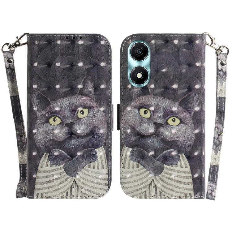 For Honor X5 Plus / Play 40C 5G Case PU Leather Magnetic Closure 3D Pattern Phone Cover