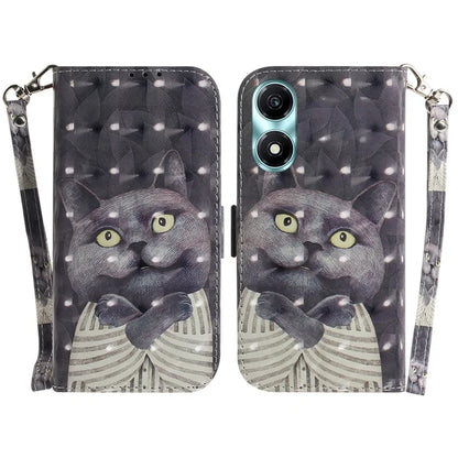 For Honor X5 Plus / Play 40C 5G Case PU Leather Magnetic Closure 3D Pattern Phone Cover