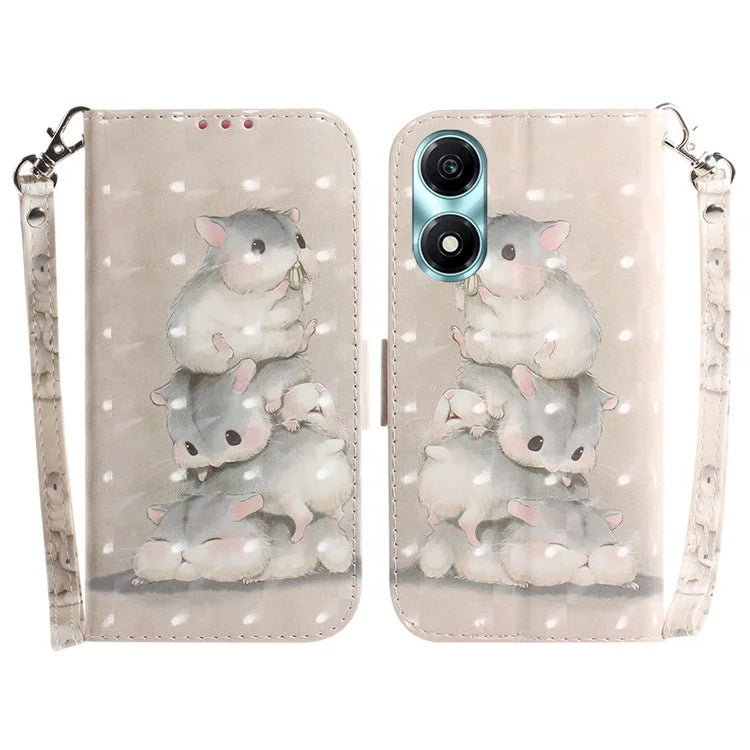 For Honor X5 Plus / Play 40C 5G Case PU Leather Magnetic Closure 3D Pattern Phone Cover