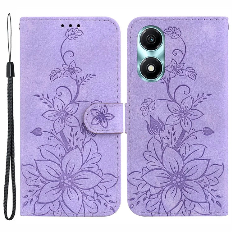 For Honor X5 Plus / Play 40C 5G Leather Case Wallet Stand Imprinted Phone Cover