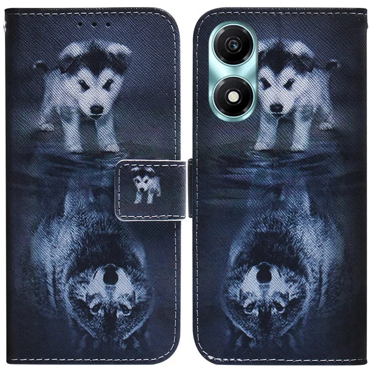For Honor X5 Plus / Play 40C 5G Case PU Leather Pattern Printing Shockproof Phone Cover
