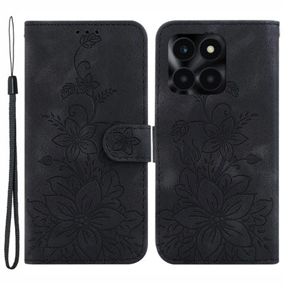 For Honor X6a 4G Leather Case Lily Flower Pattern Phone Cover with Stand Wallet