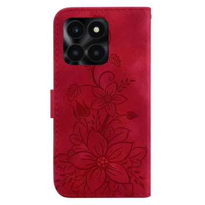 For Honor X6a 4G Leather Case Lily Flower Pattern Phone Cover with Stand Wallet