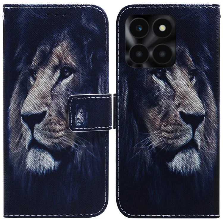 For Honor X6a 4G Case PU Leather Pattern Printing Wallet Protective Phone Cover